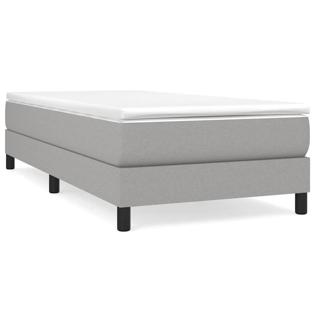 Box Spring Bed Frame Light Grey Single Fabric