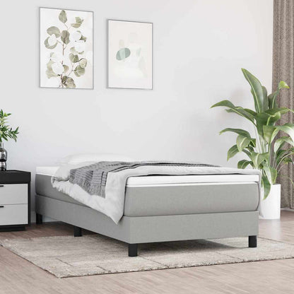 Box Spring Bed Frame Light Grey Single Fabric