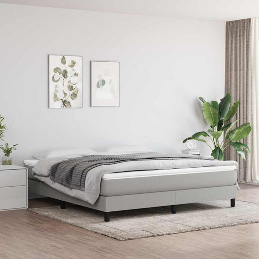 Box Spring Bed Frame Light Grey Super King Fabric