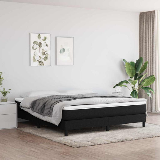 Box Spring Bed Frame Black Super King Fabric
