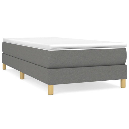 Box Spring Bed Frame Dark Grey Single Fabric