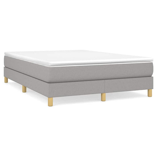 Box Spring Bed Frame Light Grey Double Fabric