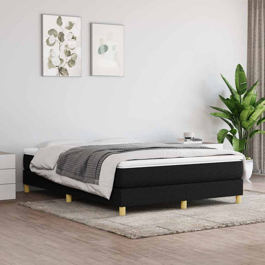 Box Spring Bed Frame Black Double Fabric