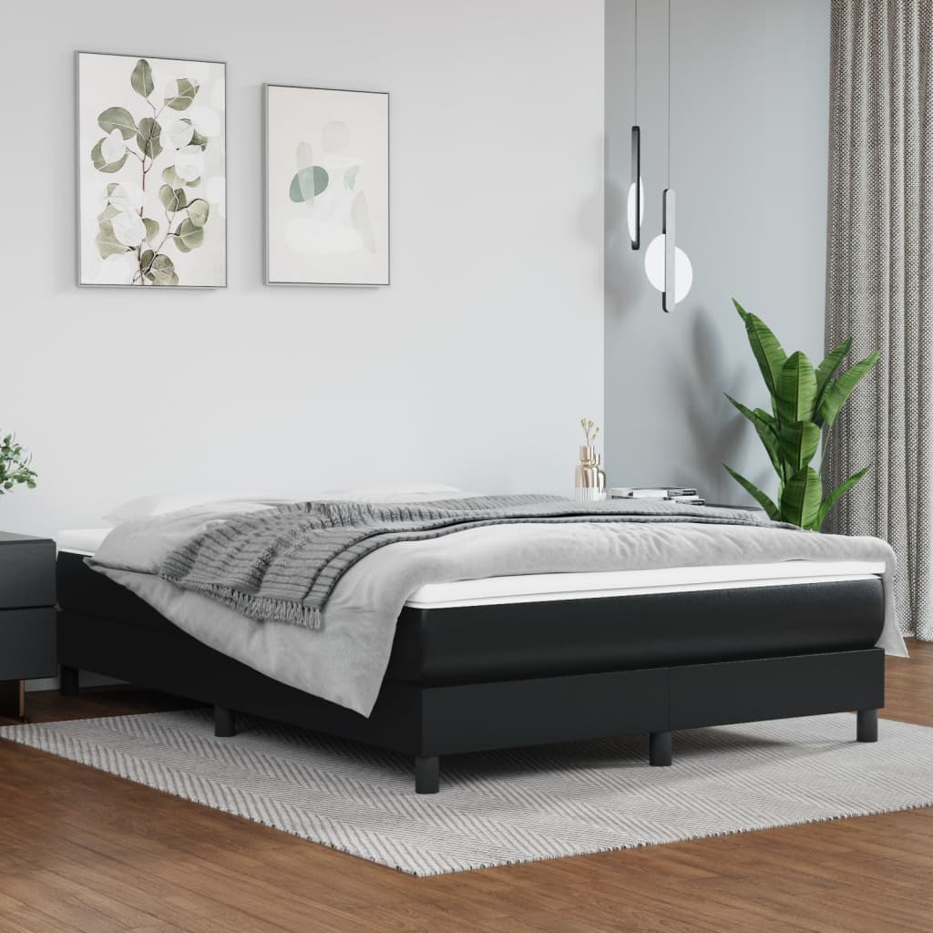 Box Spring Bed Frame Black Double Faux Leather (UK/IE/FI/NO only)