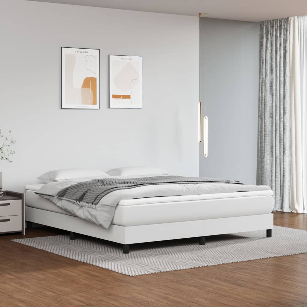 Box Spring Bed Frame White Super King Faux Leather (UK/IE/FI/NO only)
