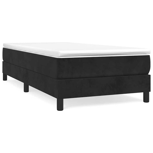 Box Spring Bed Frame Black Single Velvet