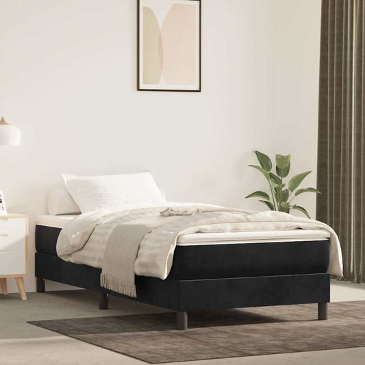 Box Spring Bed Frame Black Single Velvet