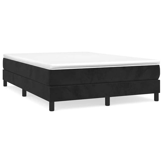 Box Spring Bed Frame Black Double Velvet