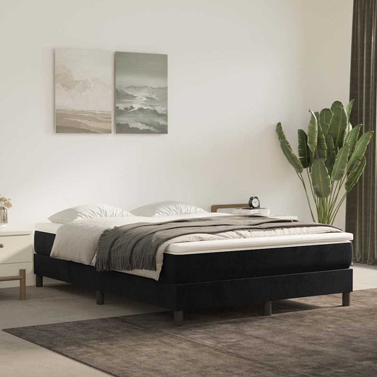 Box Spring Bed Frame Black Double Velvet