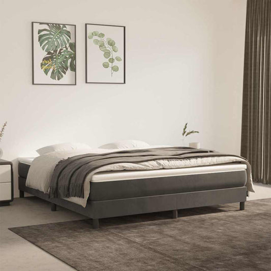 Box Spring Bed Frame Dark Grey Super King Velvet