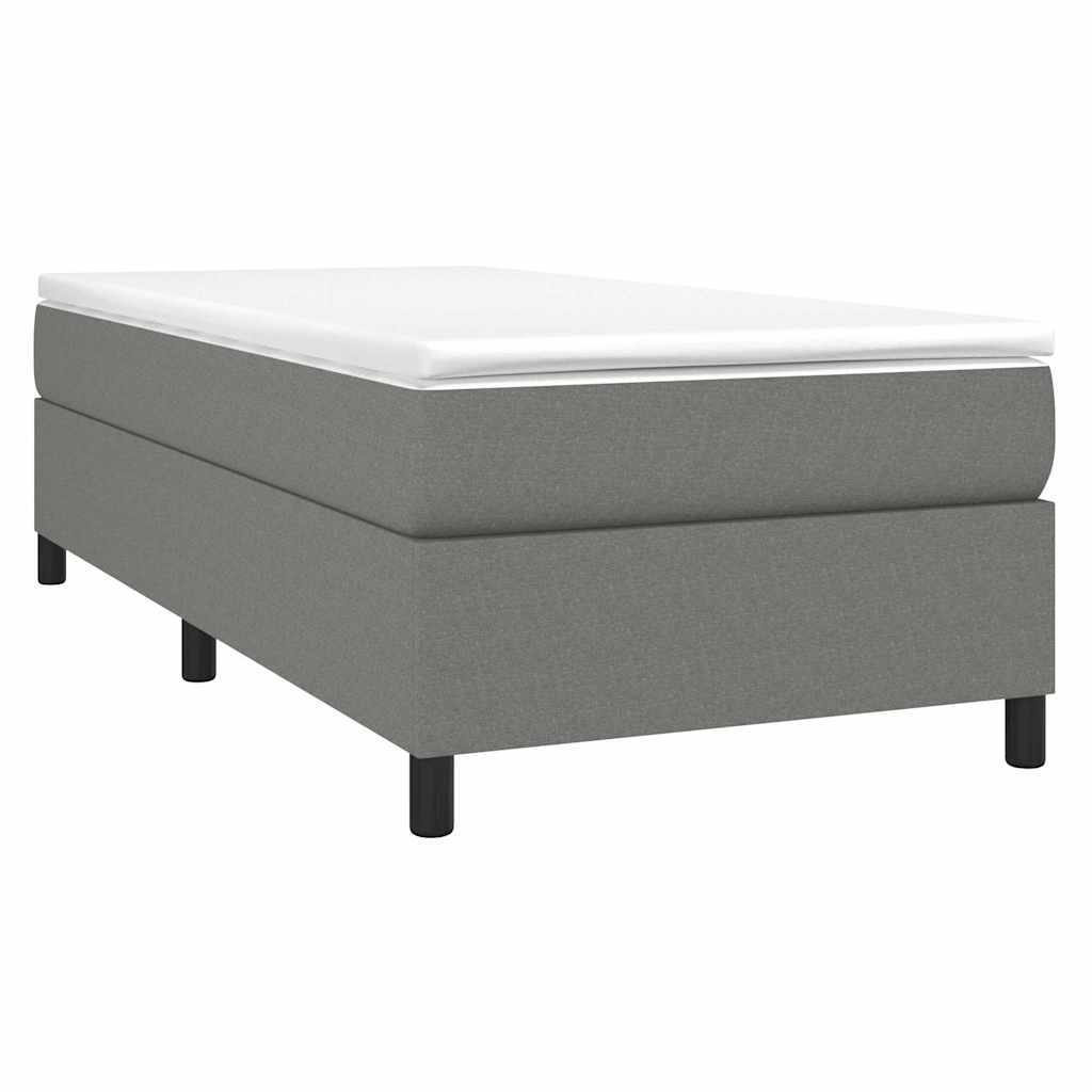 Box Spring Bed Frame Dark Grey Single Fabric