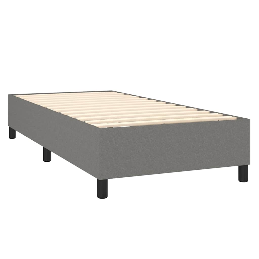 Box Spring Bed Frame Dark Grey Single Fabric
