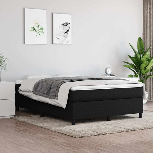 Box Spring Bed Frame Black Double Fabric
