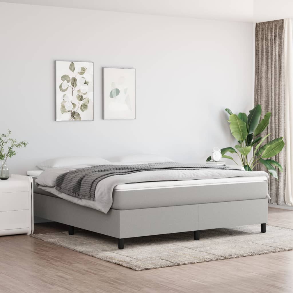 Box Spring Bed Frame Light Grey Super King Fabric (UK/IE/FI/NO only)