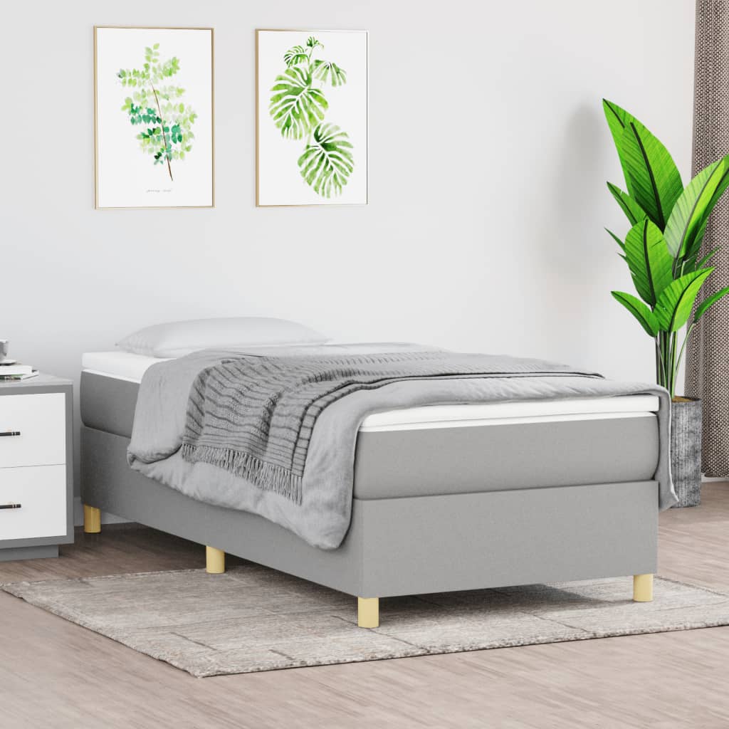 Box Spring Bed Frame Light Grey Single Fabric (UK/IE/FI/NO only)