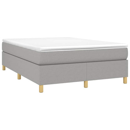 Box Spring Bed Frame Light Grey Double Fabric