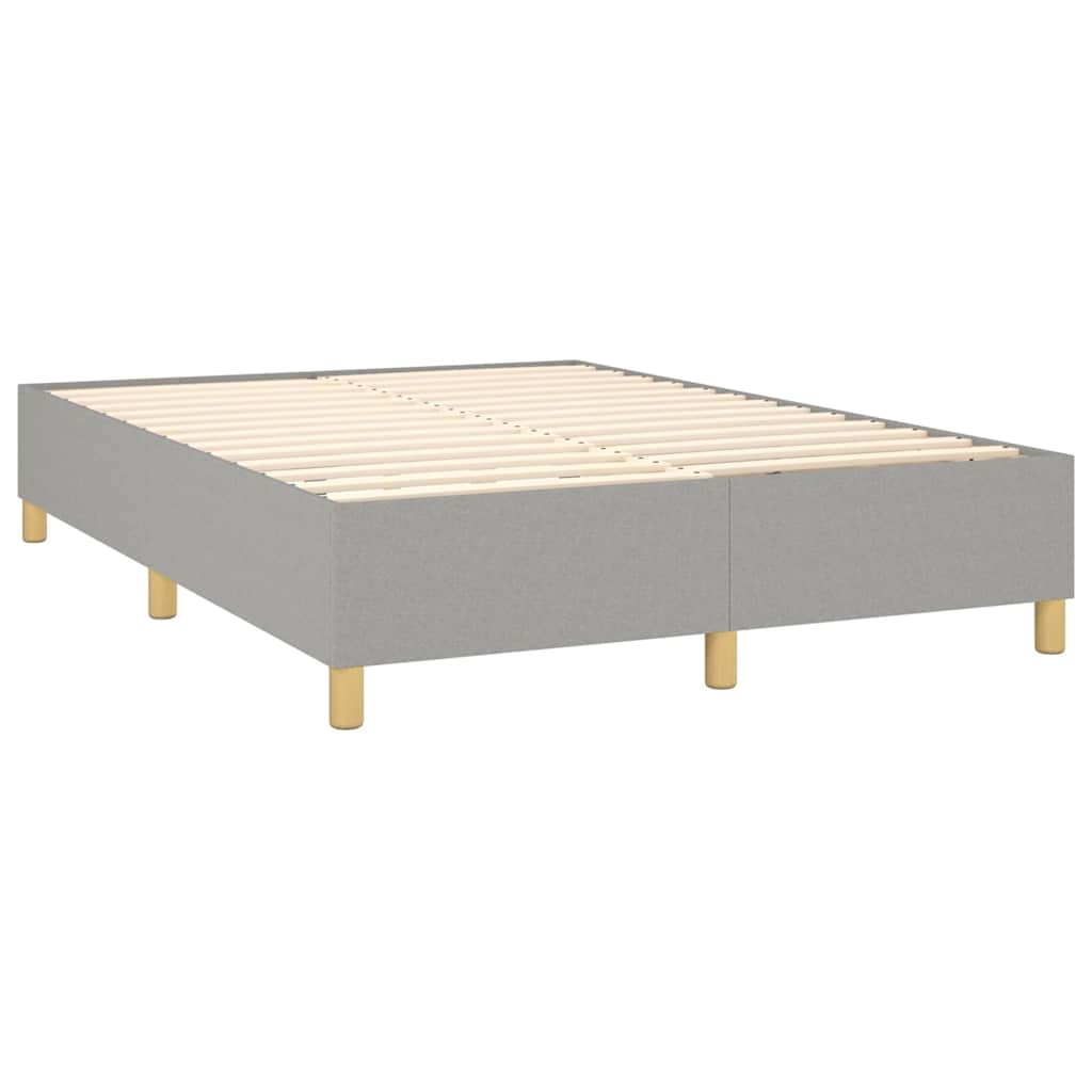 Box Spring Bed Frame Light Grey Double Fabric