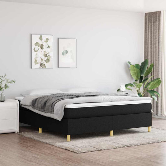 Box Spring Bed Frame Black Super King Fabric