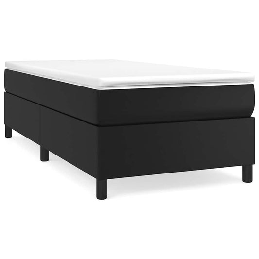 Box Spring Bed Frame Black Single Faux Leather