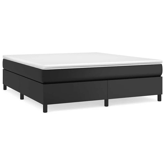 Box Spring Bed Frame Black Super King Faux Leather