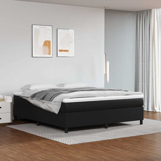 Box Spring Bed Frame Black Super King Faux Leather