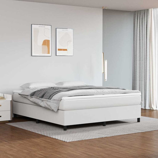 Box Spring Bed Frame White Super King Faux Leather
