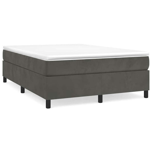 Box Spring Bed Frame Dark Grey Double Velvet
