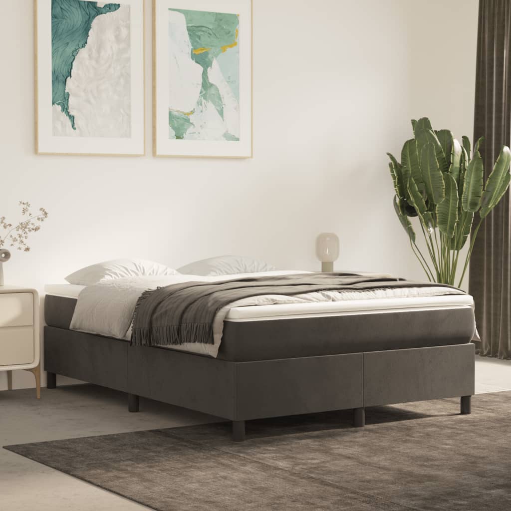 Box Spring Bed Frame Dark Grey Double Velvet (UK/IE/FI/NO only)
