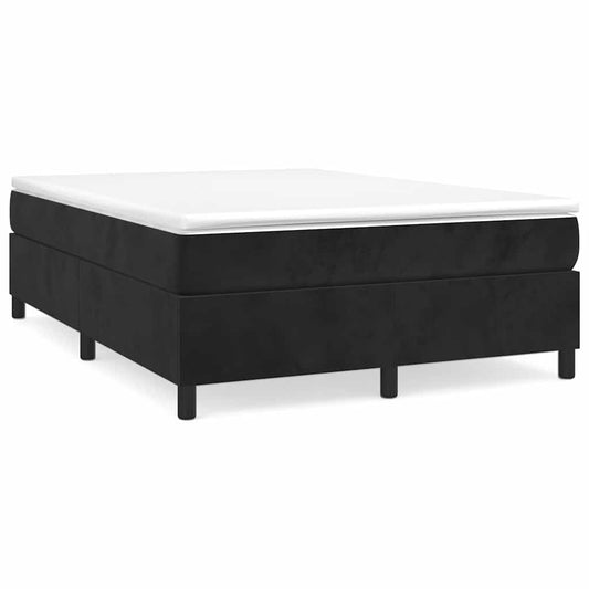 Box Spring Bed Frame Black Double Velvet