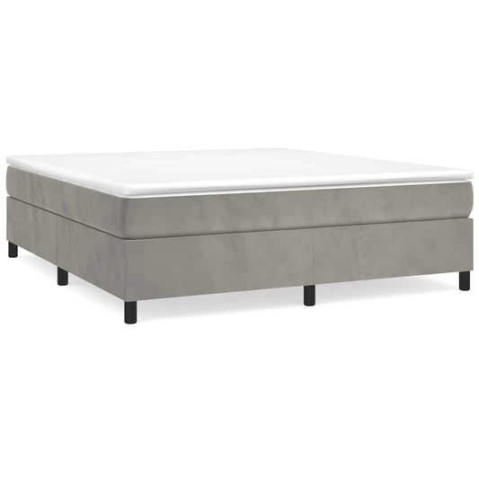 Box Spring Bed Frame Light Grey Super King Velvet