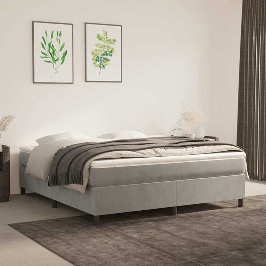 Box Spring Bed Frame Light Grey Super King Velvet