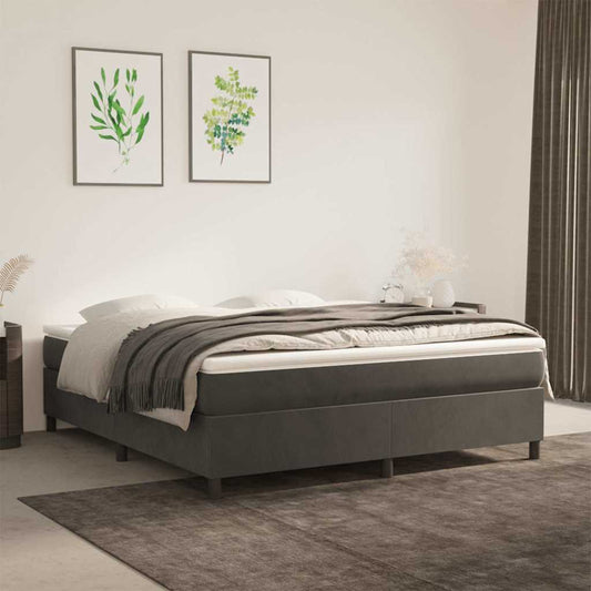 Box Spring Bed Frame Dark Grey Super King Velvet