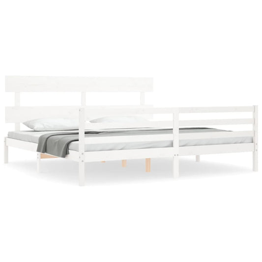 Bed Frame without Mattress White 200x200 cm Solid Wood