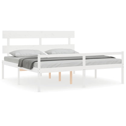 Senior Bed without Mattress White 200x200 cm Solid Wood