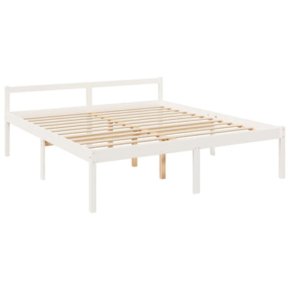 Senior Bed without Mattress White 200x200 cm Solid Wood