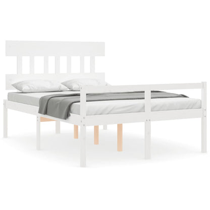 Senior Bed without Mattress White 140x190 cm Solid Wood