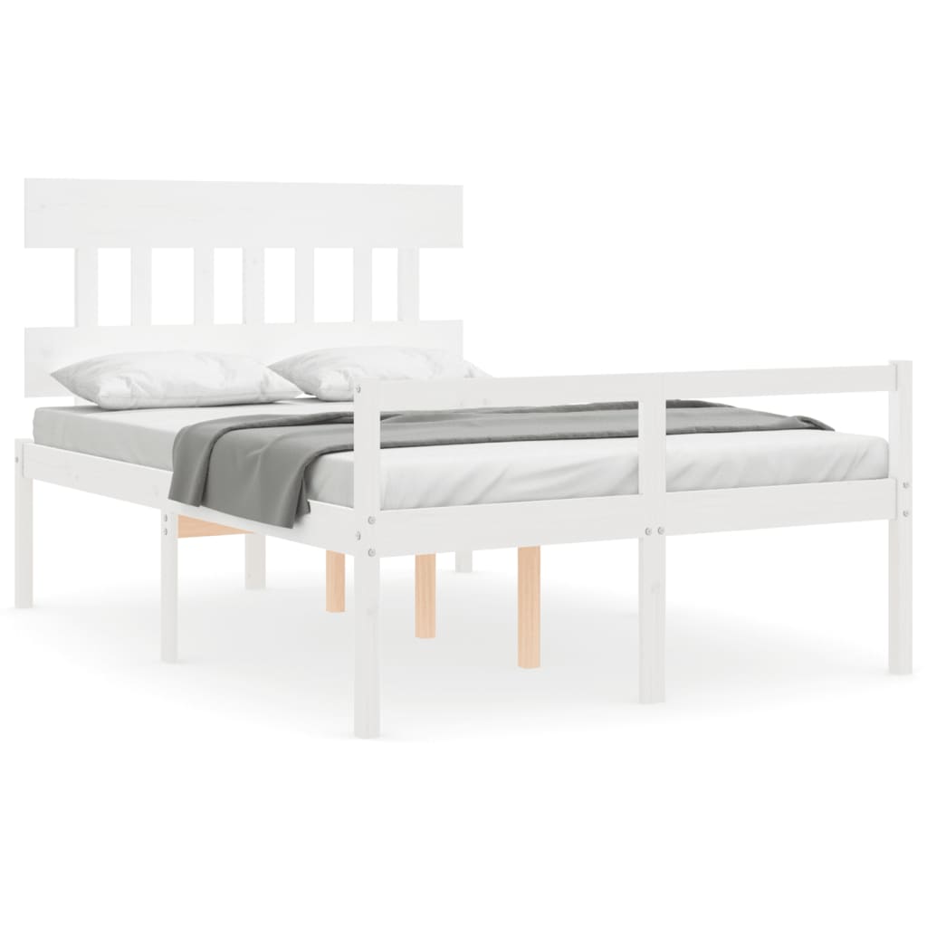 Senior Bed without Mattress White 120x200 cm Solid Wood