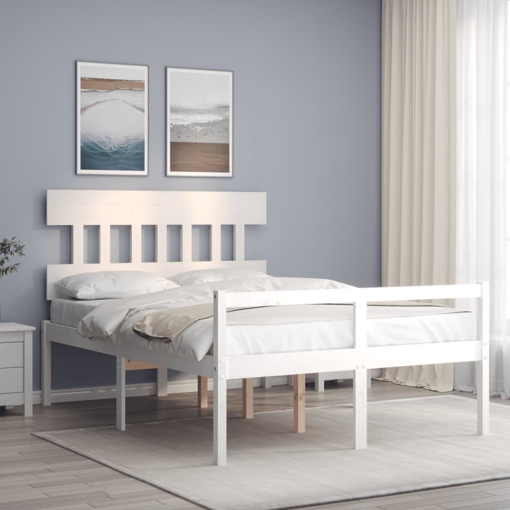 Senior Bed without Mattress White 120x200 cm Solid Wood