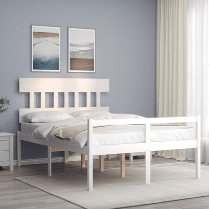 Senior Bed without Mattress White 120x200 cm Solid Wood