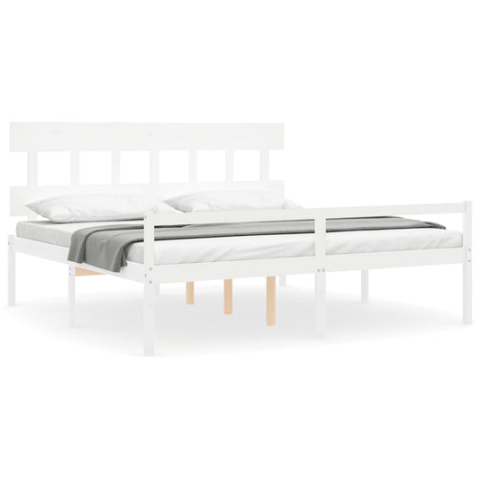 Senior Bed without Mattress White 200x200 cm Solid Wood
