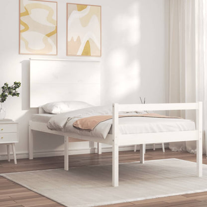 Senior Bed without Mattress White Single Solid Wood