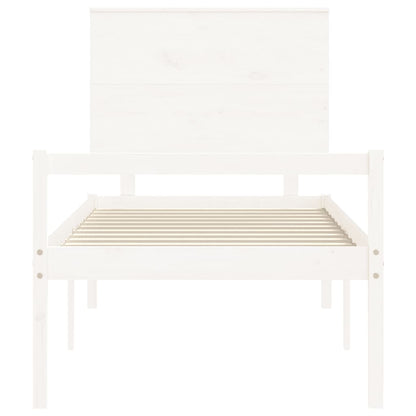 Senior Bed without Mattress White Single Solid Wood