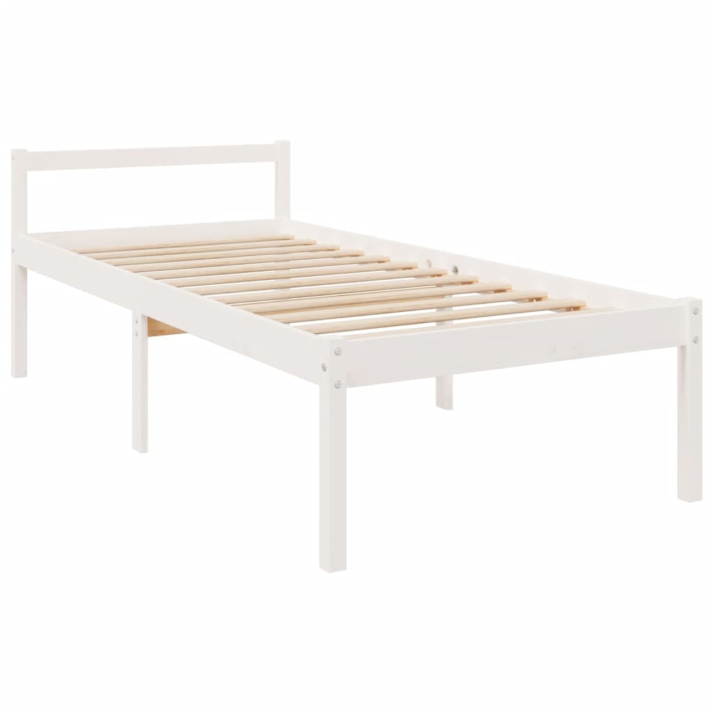 Senior Bed without Mattress White Single Solid Wood
