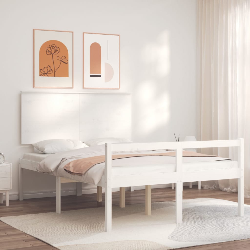 Senior Bed without Mattress White Small Double Solid Wood