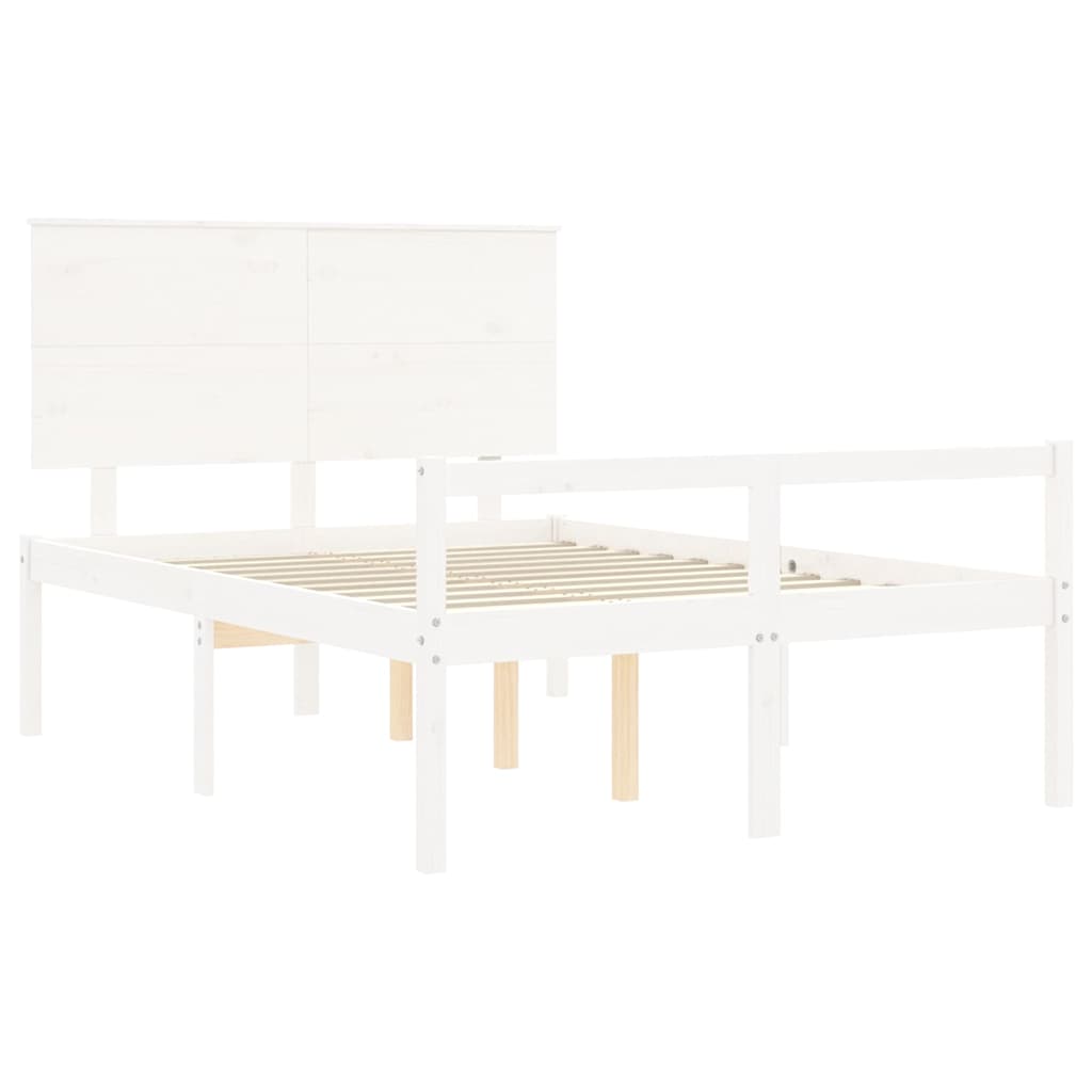 Senior Bed without Mattress White 140x200 cm Solid Wood
