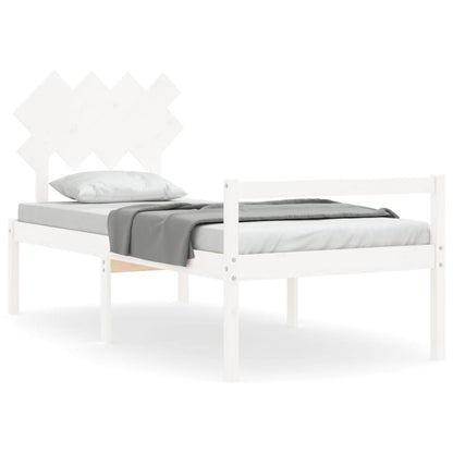 Senior Bed without Mattress White Single Solid Wood