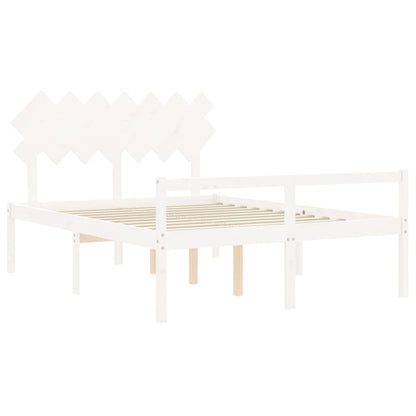 Senior Bed without Mattress White 140x190 cm Solid Wood