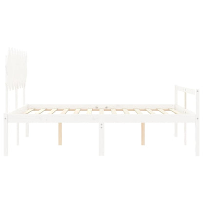 Senior Bed without Mattress White 160x200 cm Solid Wood