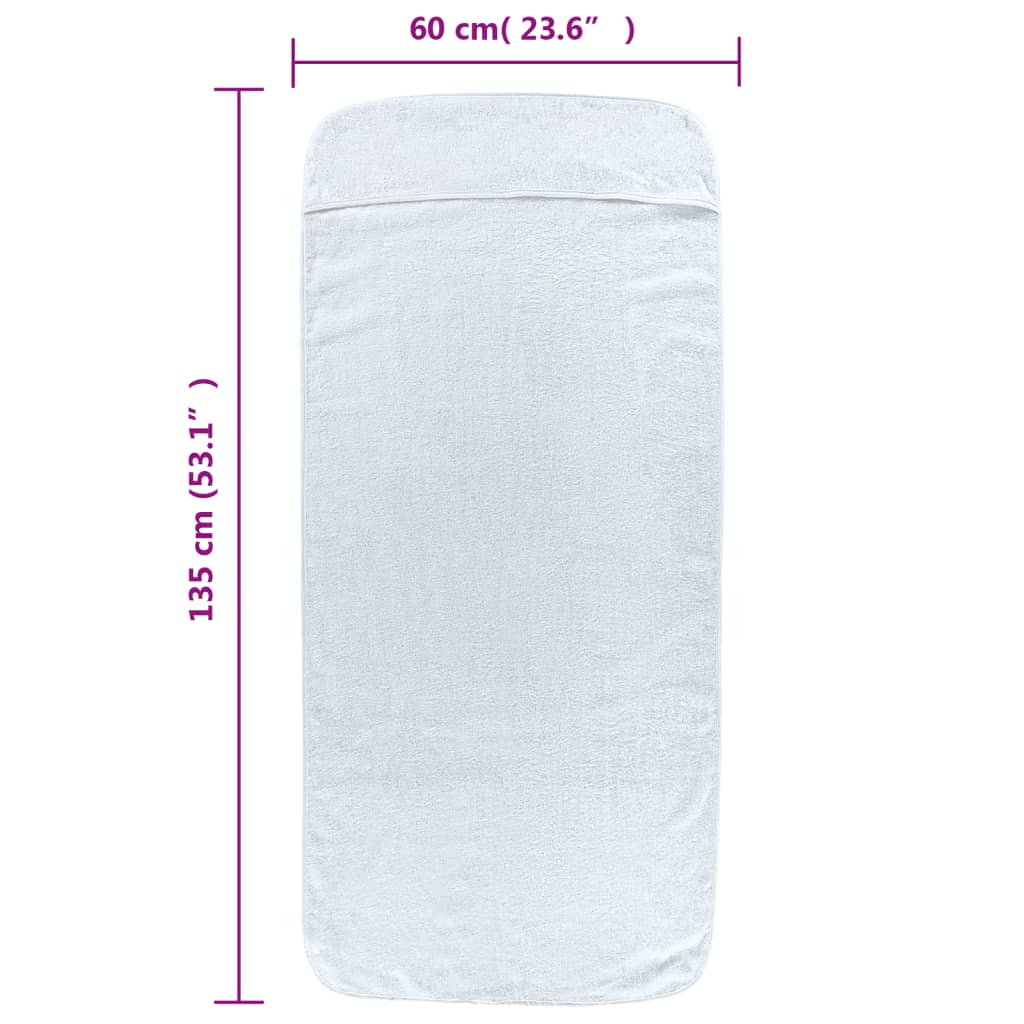 Beach Towels 6 pcs White 60x135 cm Fabric 400 GSM