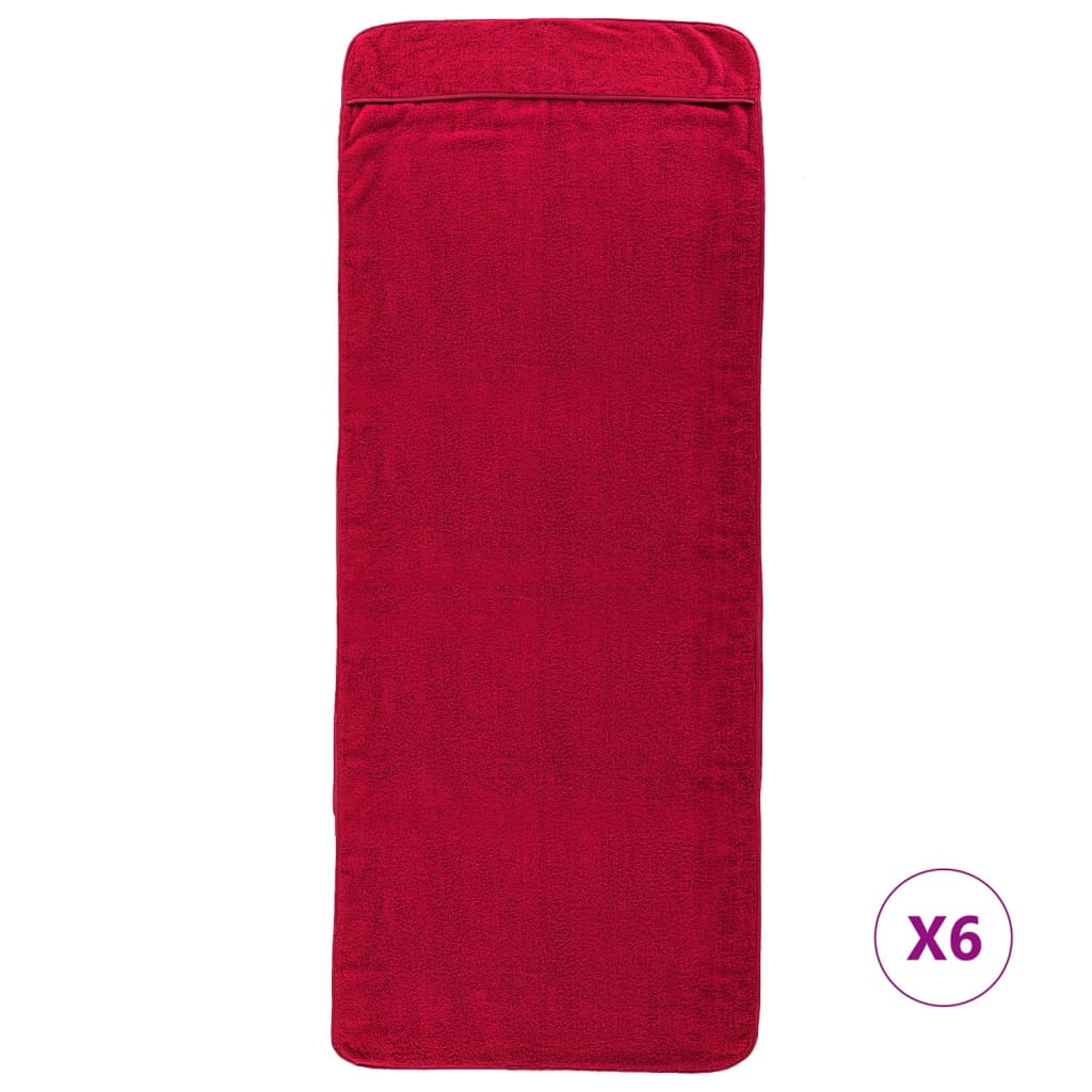 Beach Towels 6 pcs Burgundy 60x135 cm Fabric 400 GSM